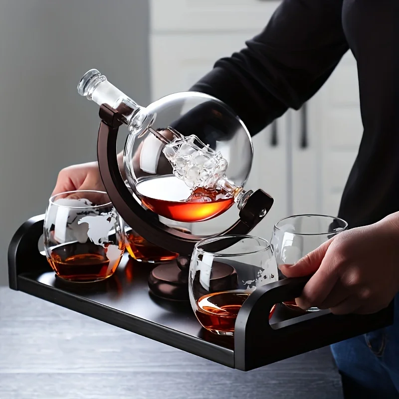 Whiskey Stone Set - 지구본 모양 위스키 디캔터 보로실리케이트 유리와