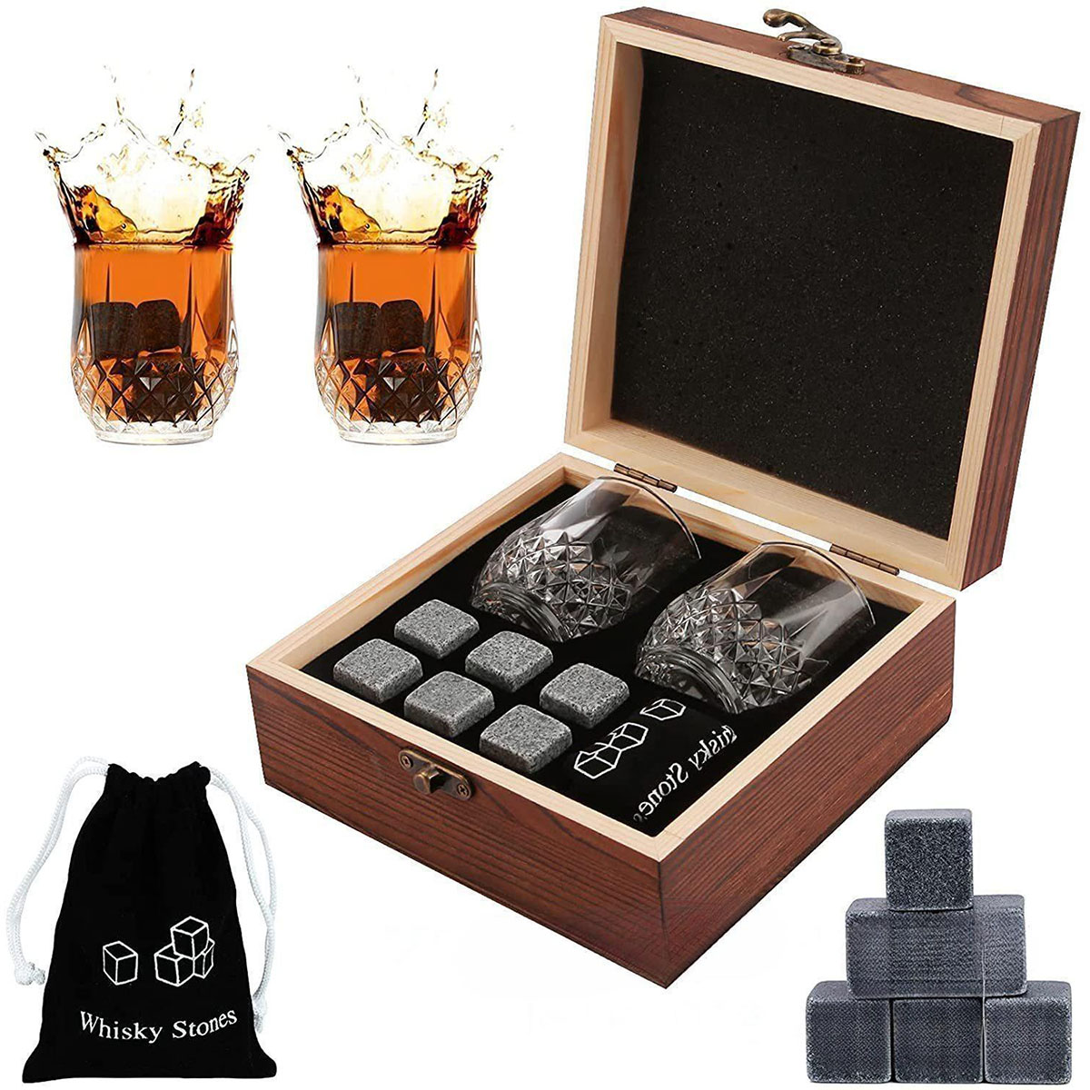 Whiskey Stone Set - 크리스마스 발렌타인 선물 위스키 돌 안경