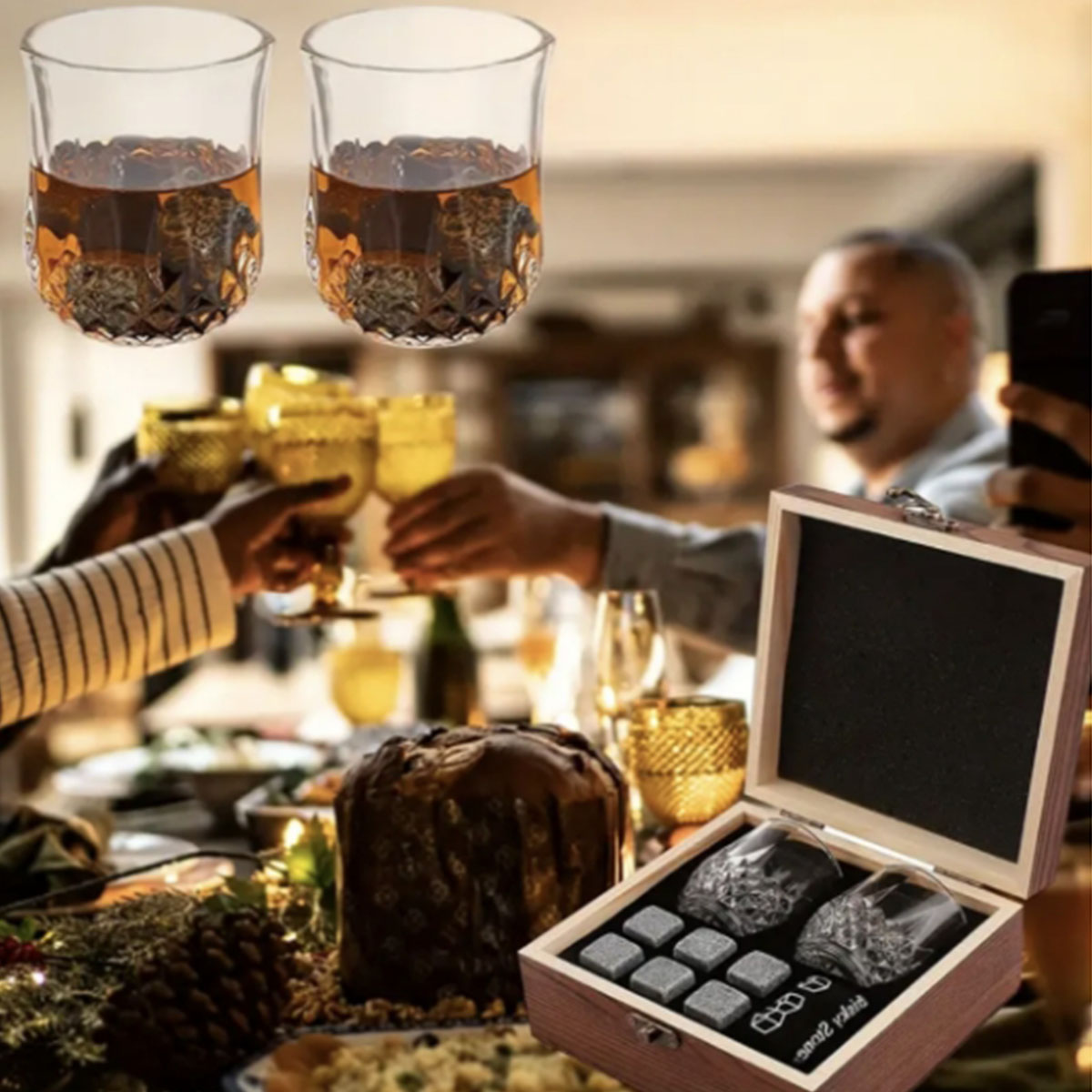 크리스마스 발렌타인 선물 위스키 돌 안경 세트 나무 병 - Whiskey Stone Set 리뷰 및 가격